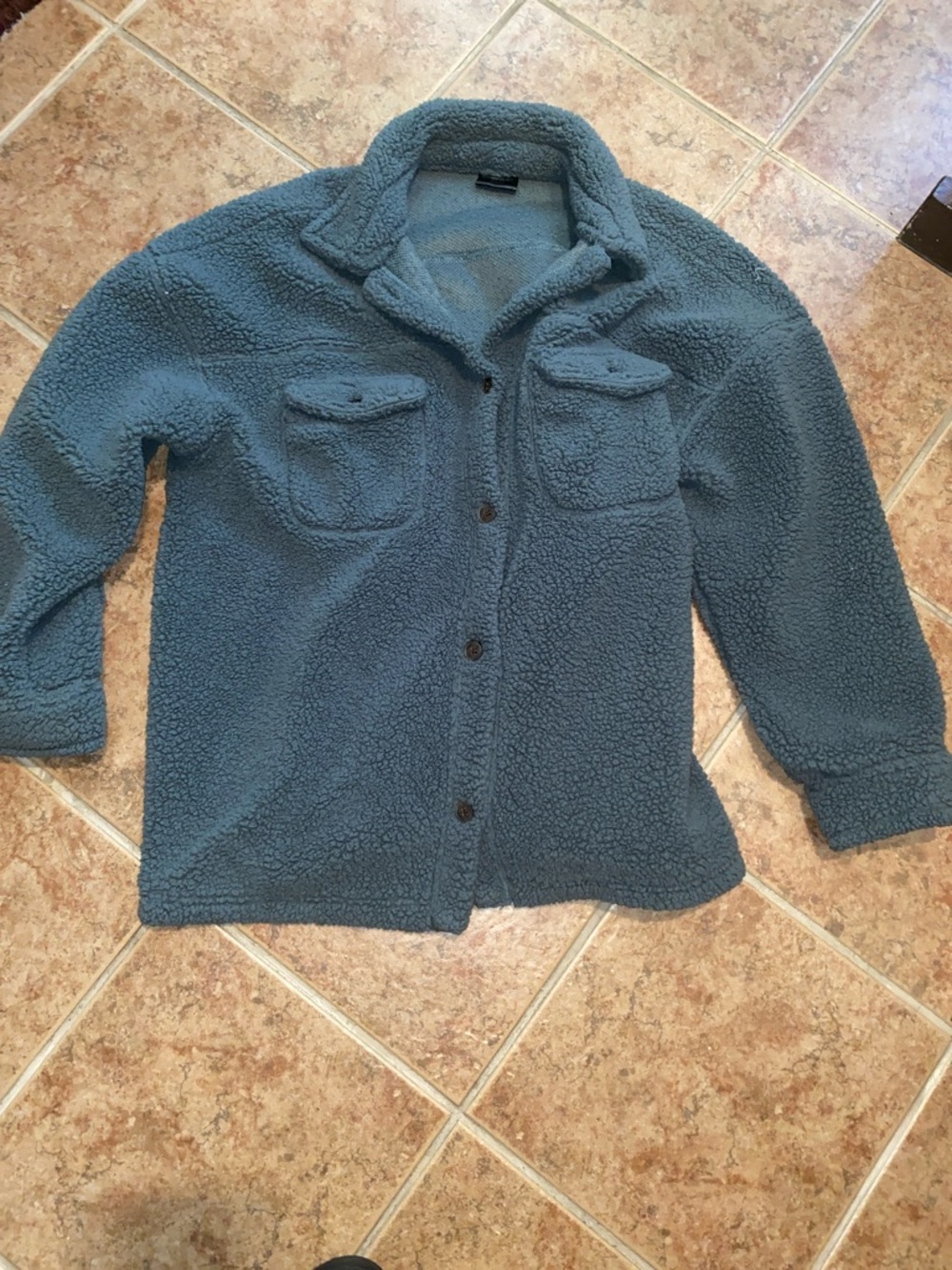 32 Degrees Plush Sherpa Button-Front Jacket in Light Hunters Green
